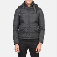 Alps Quilted Black Hooded Windbreaker Jacket by Dash Racegear - men Jacket view 4