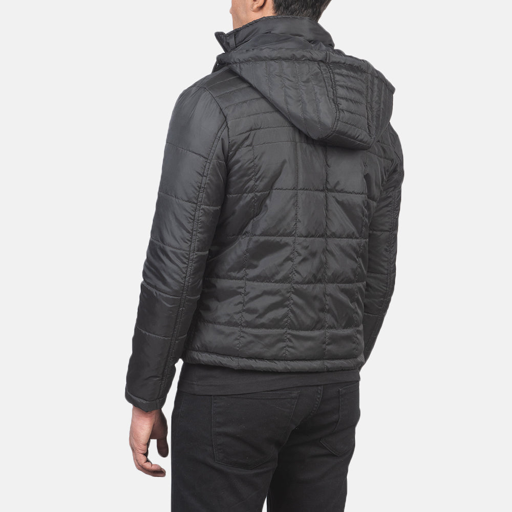 Alps Quilted Black Hooded Windbreaker Jacket by Dash Racegear - men Jacket view 5