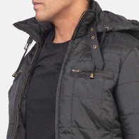 Alps Quilted Black Hooded Windbreaker Jacket by Dash Racegear - men Jacket view 6