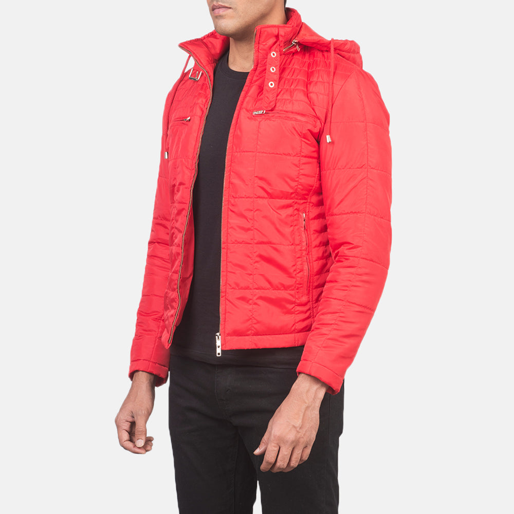 Alps Quilted Red Hooded Windbreaker Jacket by Dash Racegear - men Jacket view 2