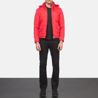 Alps Quilted Red Hooded Windbreaker Jacket by Dash Racegear - men Jacket view 3