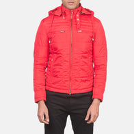 Alps Quilted Red Hooded Windbreaker Jacket by Dash Racegear - men Jacket view 4