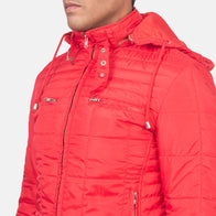 Alps Quilted Red Hooded Windbreaker Jacket by Dash Racegear - men Jacket view 6