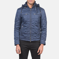 Alps Quilted Blue Hooded Windbreaker Jacket by Dash Racegear - men Jacket view 3