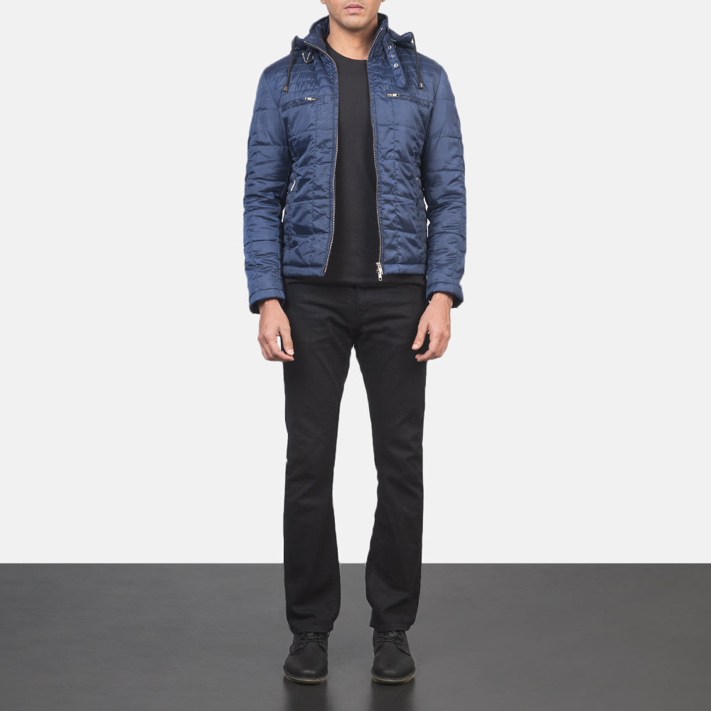 Alps Quilted Blue Hooded Windbreaker Jacket by Dash Racegear - men Jacket view 4