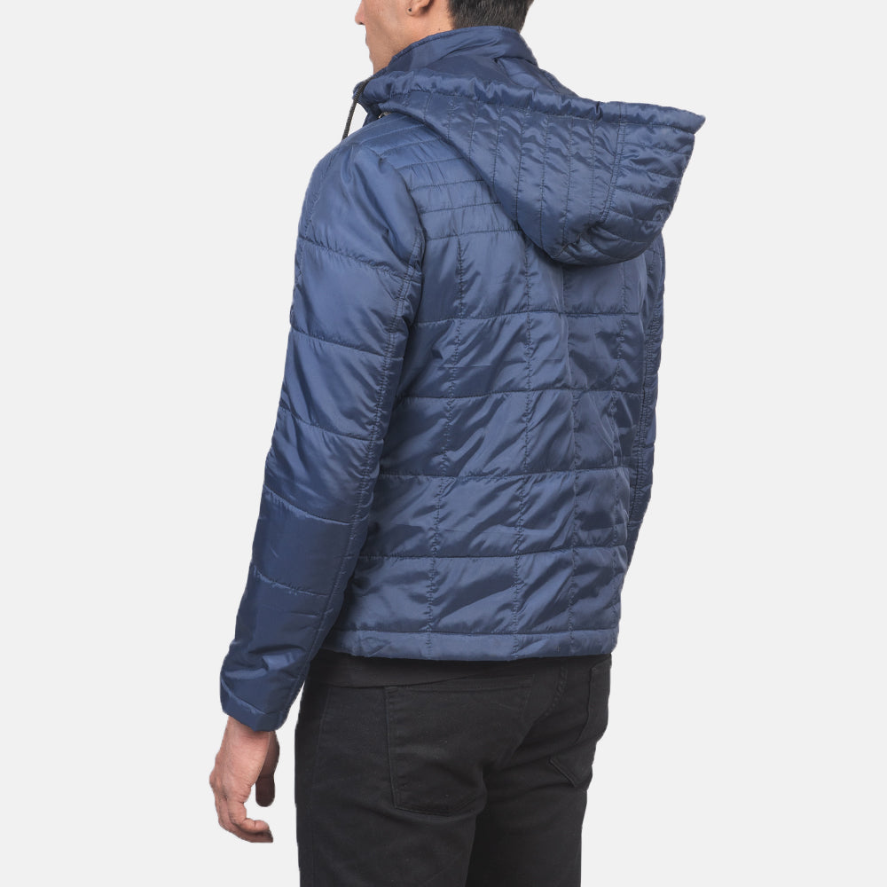 Alps Quilted Blue Hooded Windbreaker Jacket by Dash Racegear - men Jacket view 5
