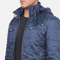 Alps Quilted Blue Hooded Windbreaker Jacket by Dash Racegear - men Jacket view 6