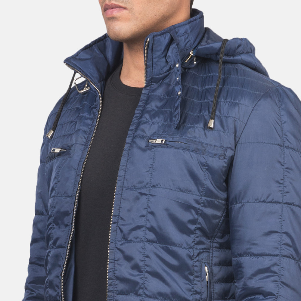Alps Quilted Blue Hooded Windbreaker Jacket by Dash Racegear - men Jacket view 6