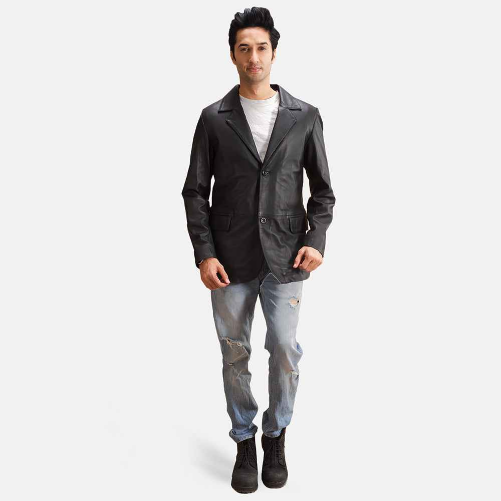 Alyson Black Leather Blazer by Dash Racegear - men Jacket view 3