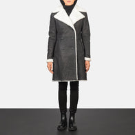 Amie Black Double Breasted Shearling Coat by Dash Racegear - women Jacket view 1