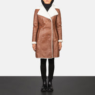 Amie Brown Double Breasted Shearling Coat by Dash Racegear - women Jacket view 1