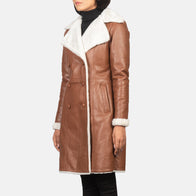 Amie Brown Double Breasted Shearling Coat by Dash Racegear - women Jacket view 2