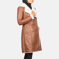Amie Brown Double Breasted Shearling Coat by Dash Racegear - women Jacket view 3