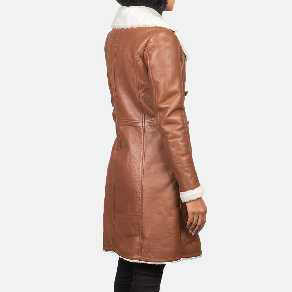 Amie Brown Double Breasted Shearling Coat by Dash Racegear - women Jacket view 5