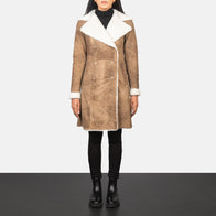 Amie Distressed Brown Double Breasted Shearling Coat by Dash Racegear - women Jacket view 1