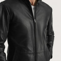 Andy Matte Black Hooded Leather Jacket by Dash Racegear - men Jacket view 6
