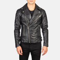 Armand Black Leather Biker Jacket by Dash Racegear - men Jacket view 1