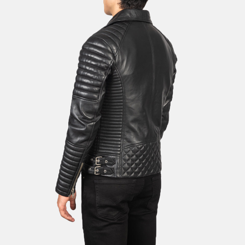 Armand Black Leather Biker Jacket by Dash Racegear - men Jacket view 5