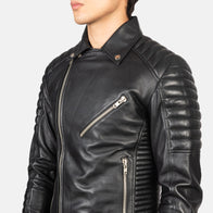 Armand Black Leather Biker Jacket by Dash Racegear - men Jacket view 6