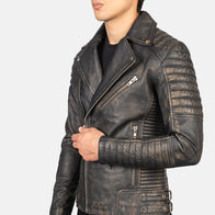 Armand Distressed Brown Leather Biker Jacket by Dash Racegear - men Jacket view 5