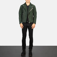 Armand Green Suede Biker Jacket by Dash Racegear - men Jacket view 3