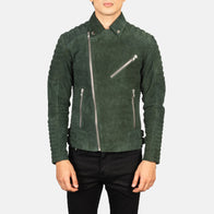 Armand Green Suede Biker Jacket by Dash Racegear - men Jacket view 4