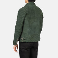 Armand Green Suede Biker Jacket by Dash Racegear - men Jacket view 5