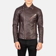Armand Maroon Leather Biker Jacket by Dash Racegear - men Jacket view 4