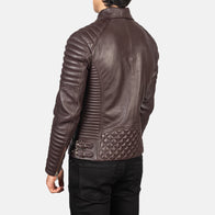 Armand Maroon Leather Biker Jacket by Dash Racegear - men Jacket view 5
