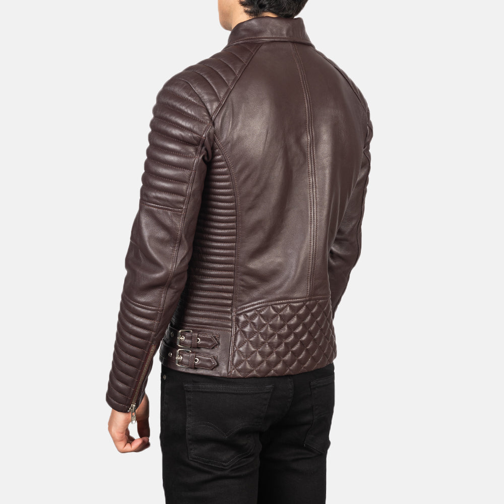 Armand Maroon Leather Biker Jacket by Dash Racegear - men Jacket view 5
