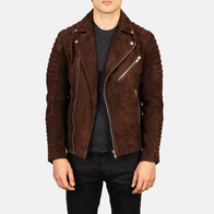 Armand Mocha Suede Biker Jacket by Dash Racegear - men Jacket view 1