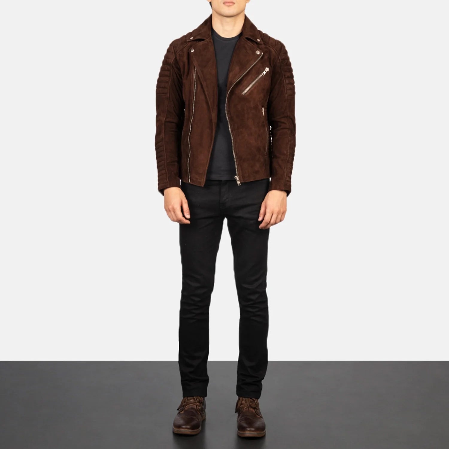 Armand Mocha Suede Biker Jacket by Dash Racegear - men Jacket view 3