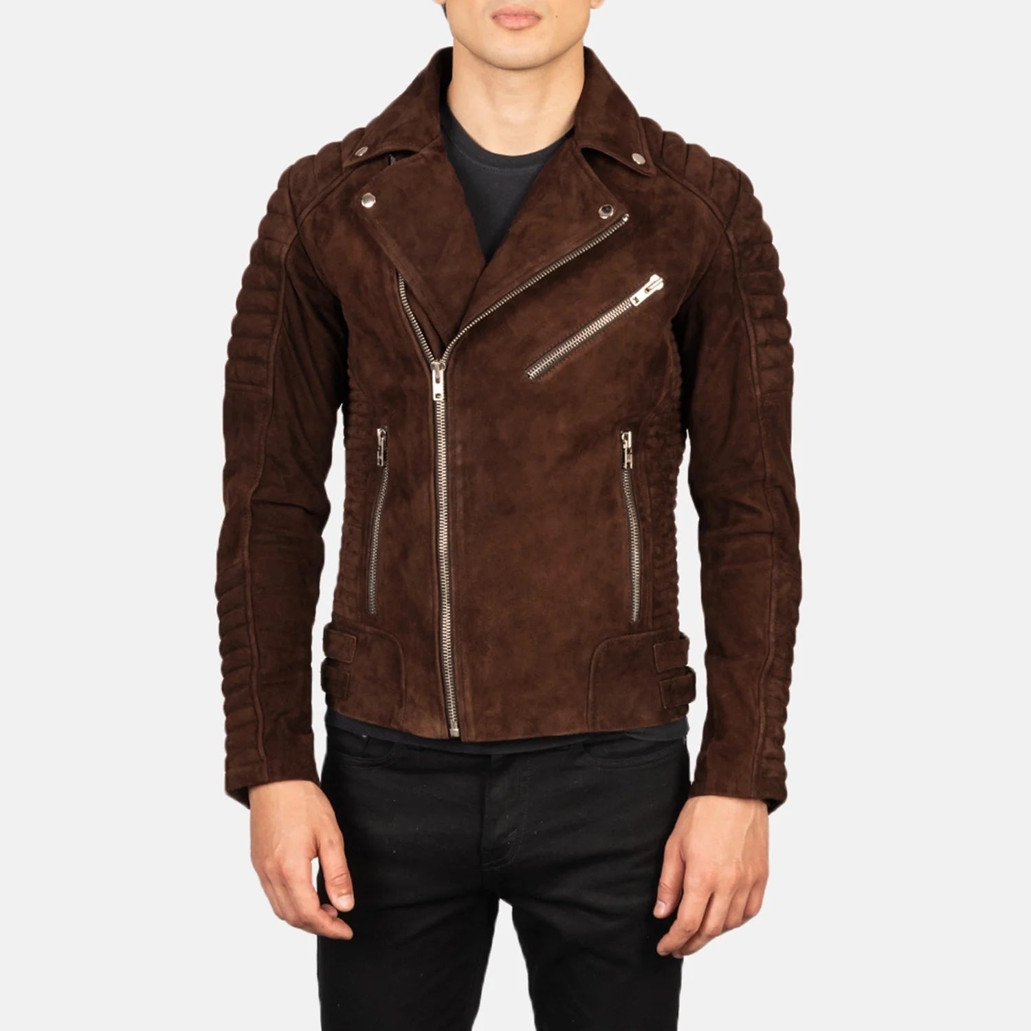Armand Mocha Suede Biker Jacket by Dash Racegear - men Jacket view 4