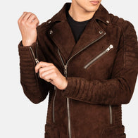 Armand Mocha Suede Biker Jacket by Dash Racegear - men Jacket view 6