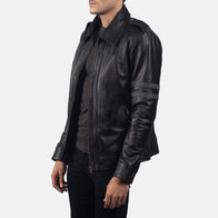 Armstrong Black Leather Biker Jacket by Dash Racegear - men Jacket view 2
