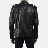 Armstrong Black Leather Biker Jacket by Dash Racegear - men Jacket view 5