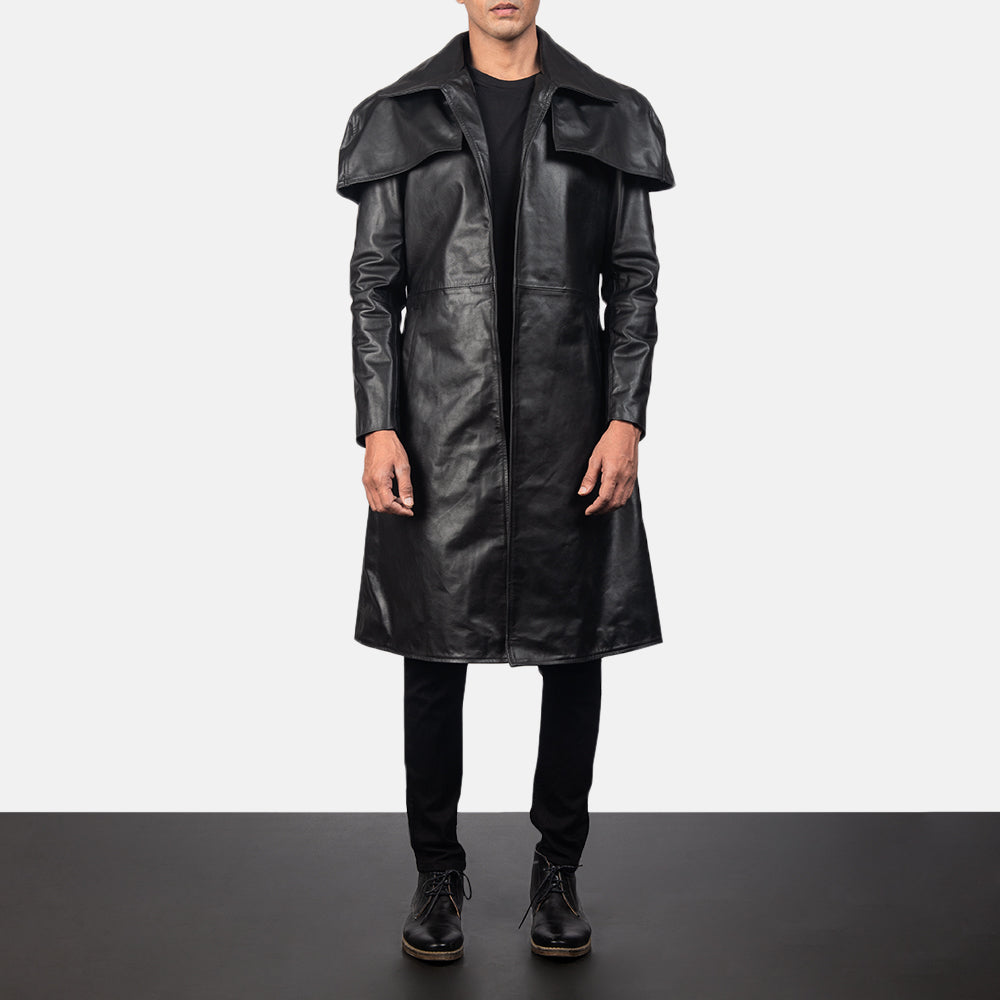 Classic Black Leather Duster by Dash Racegear - men Jacket view 1