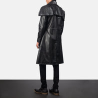 Classic Black Leather Duster by Dash Racegear - men Jacket view 3