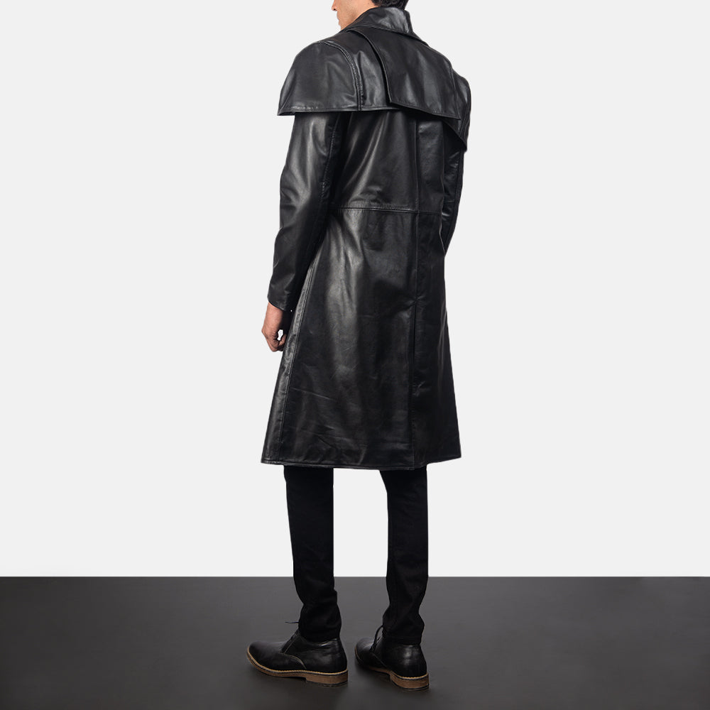 Classic Black Leather Duster by Dash Racegear - men Jacket view 3