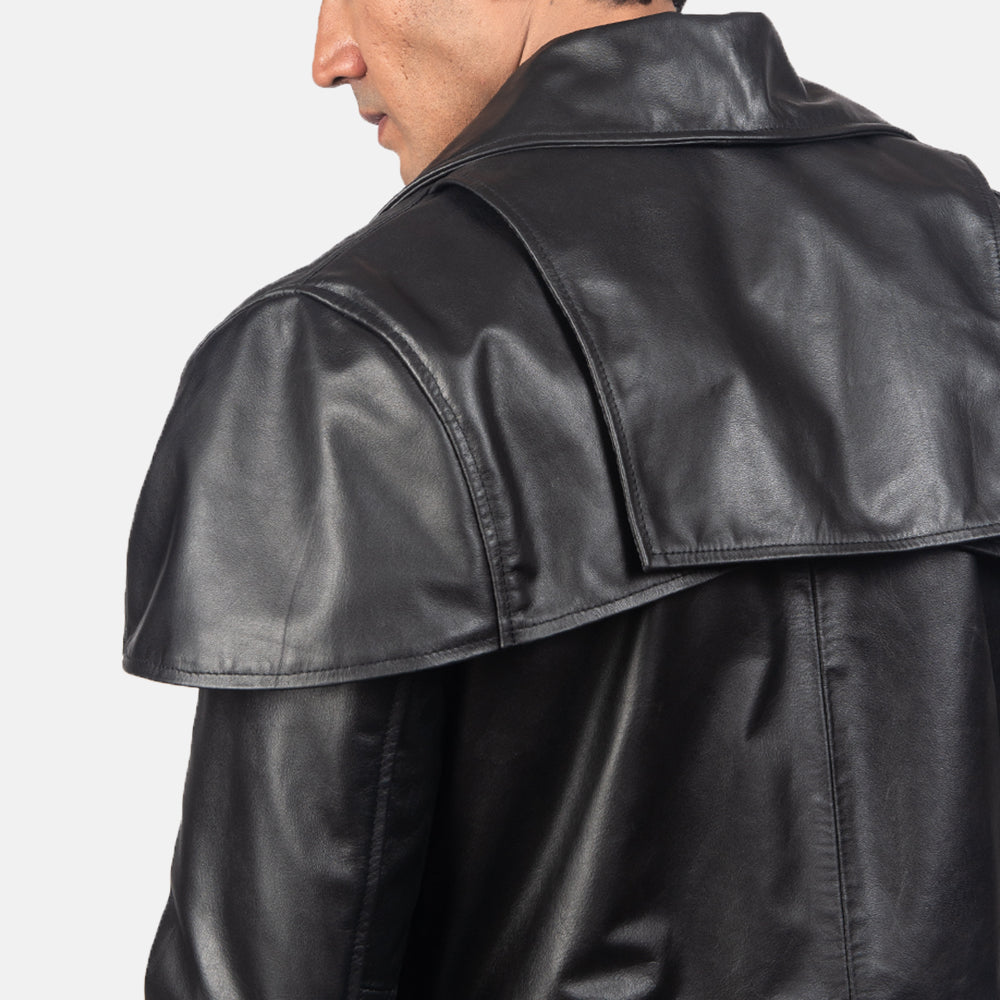 Classic Black Leather Duster by Dash Racegear - men Jacket view 6
