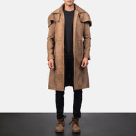 Army Brown Leather Duster by Dash Racegear - men Jacket view 1