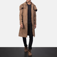 Army Brown Leather Duster by Dash Racegear - men Jacket view 6
