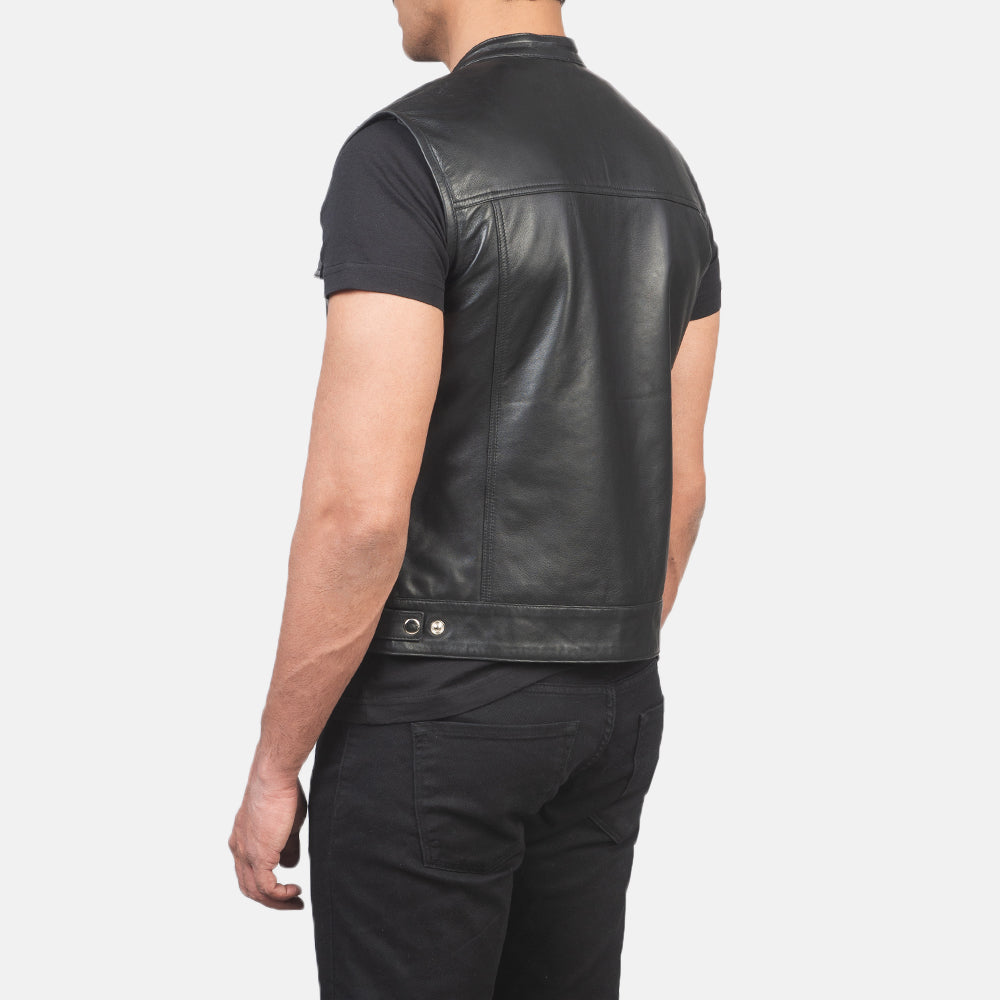 Atlas Moto Black Leather Vest by Dash Racegear - men Jacket view 5