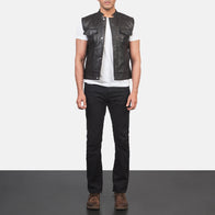 Atlas Moto Brown Leather Vest by Dash Racegear - men Jacket view 3