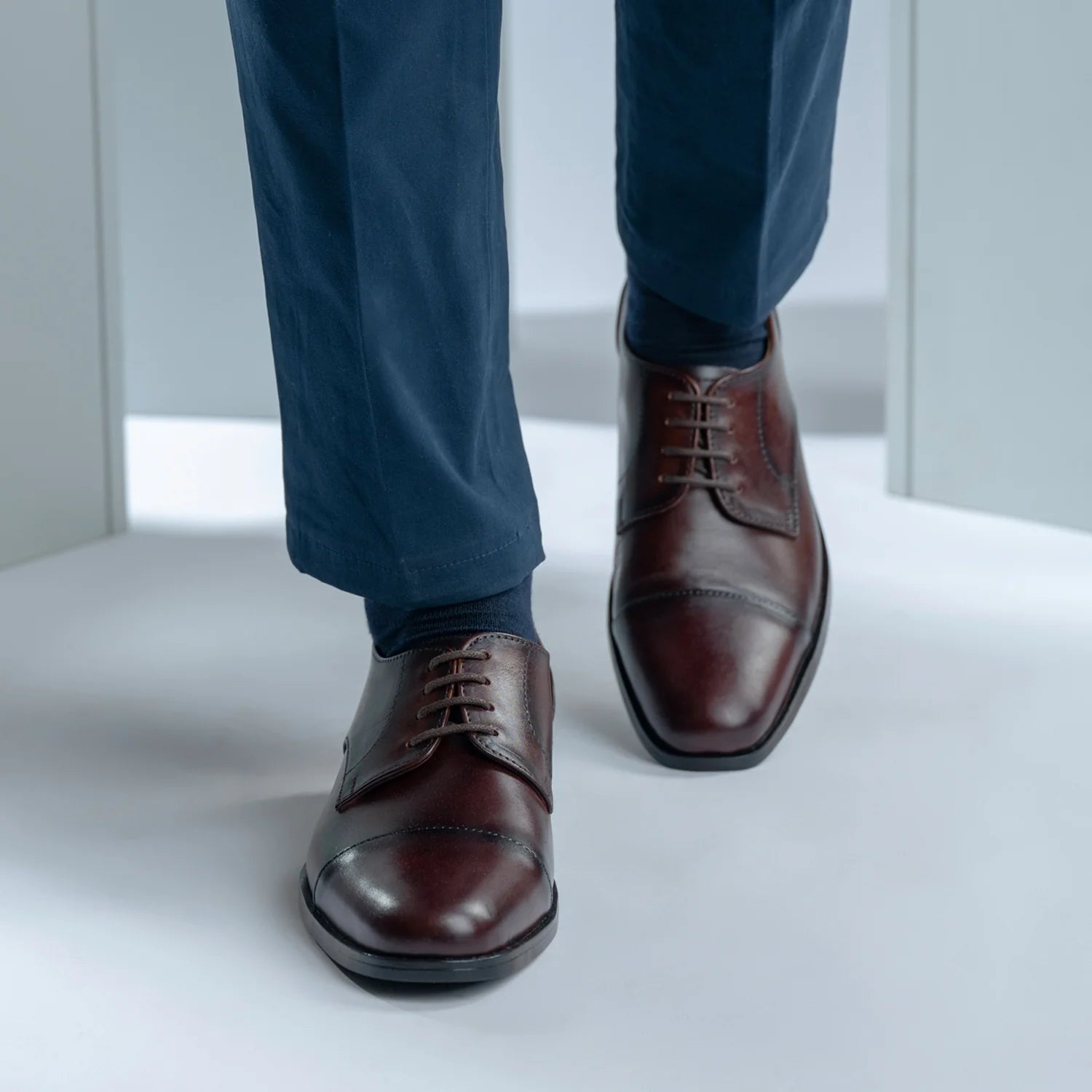 Attorney Derby Burnished Brown Leather Shoes by Dash Racegear - men Leather Shoes view 6
