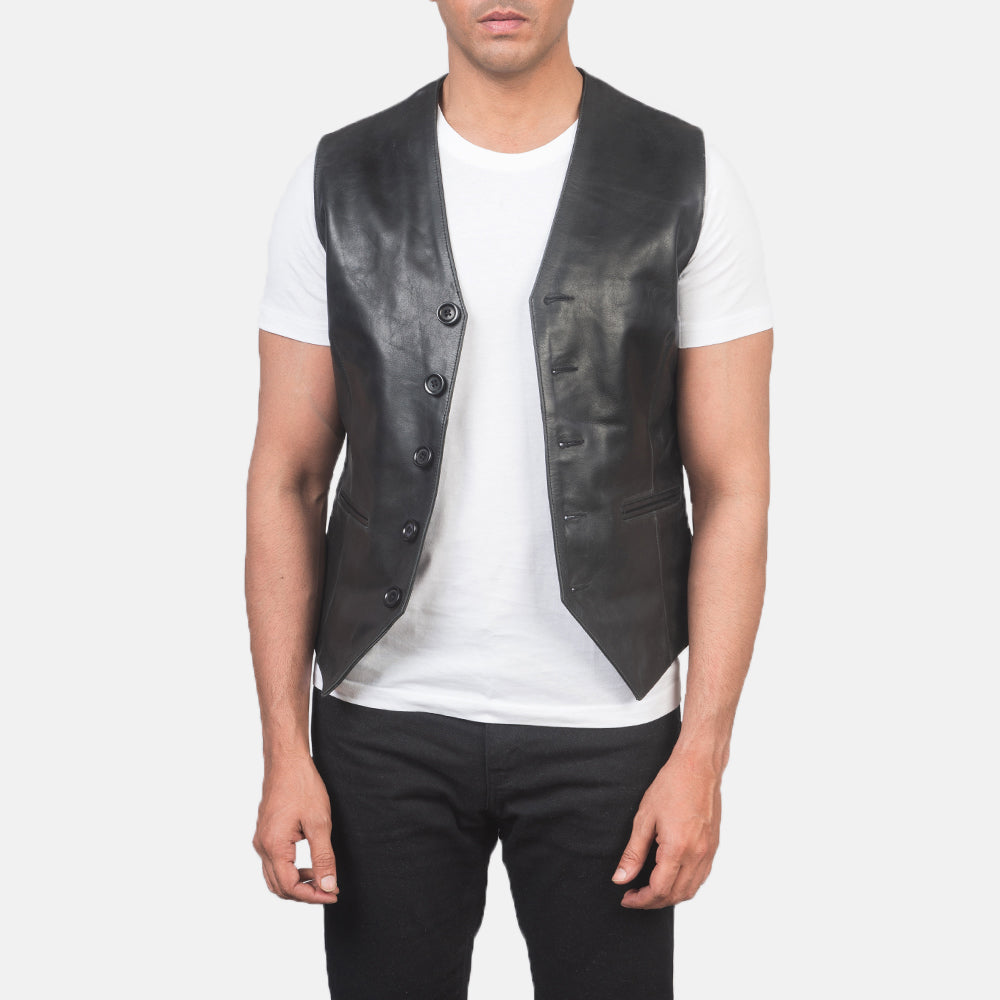 Auden Black Leather Vest by Dash Racegear - men Jacket view 1