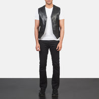 Auden Black Leather Vest by Dash Racegear - men Jacket view 3