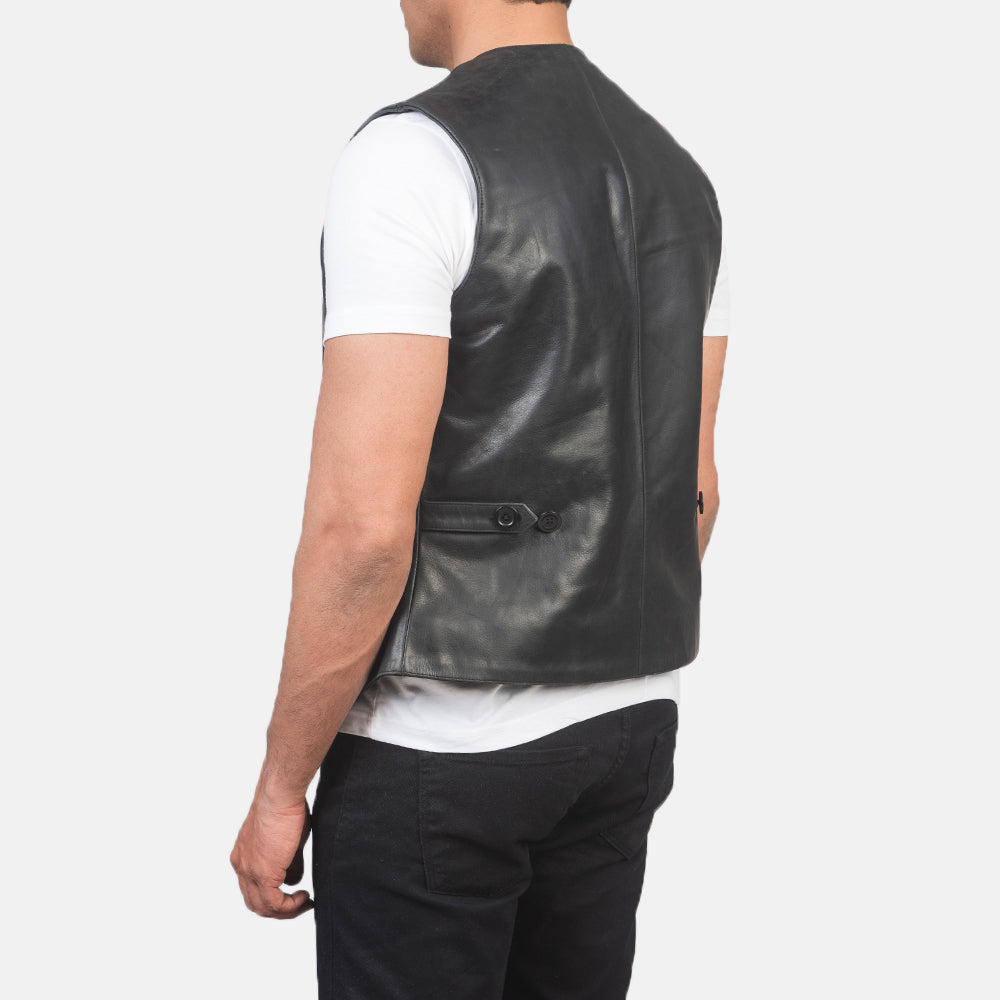 Auden Black Leather Vest by Dash Racegear - men Jacket view 5