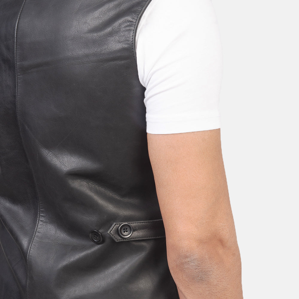 Auden Black Leather Vest by Dash Racegear - men Jacket view 6