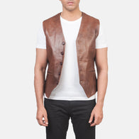 Auden Brown Leather Vest by Dash Racegear - men Jacket view 1
